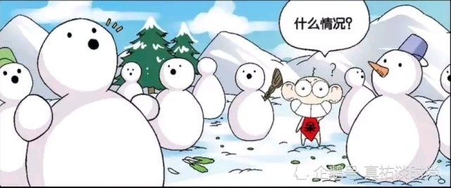 爆笑漫画 呆头堆了很多的雪人 兔子就偷偷把雪人的鼻子吃掉了