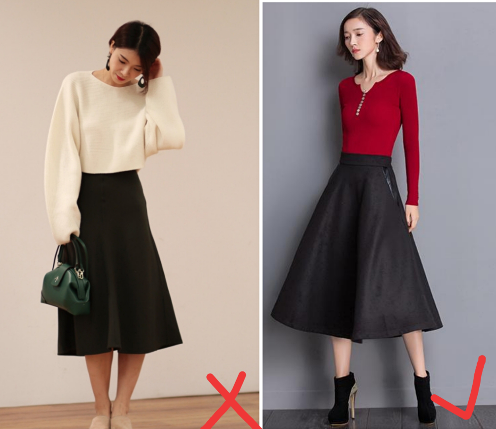 a字裙真的百搭吗?盲目搭配踩了雷区,好身材也是白搭