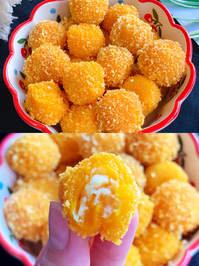 零失败外酥里糯一口就爆浆的奶香南瓜球