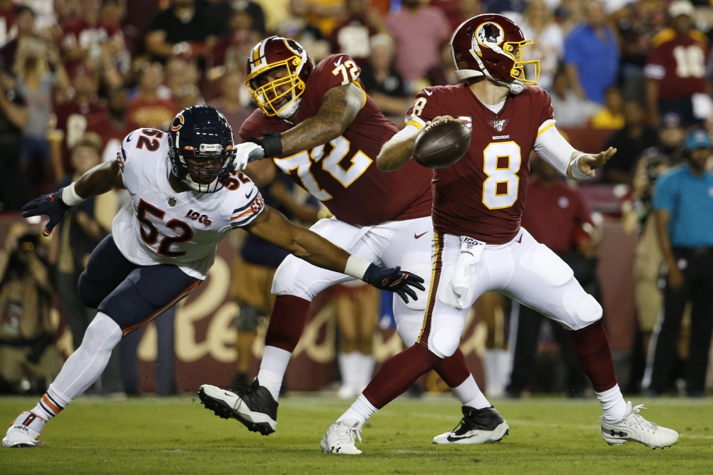 20,一胜一负的芝加哥熊队对阵两连败的华盛顿红皮队