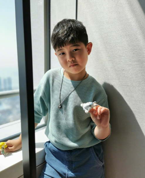 胡可晒儿子照片,安吉穿上女装后照样英气逼人,胖乎乎的更可爱了