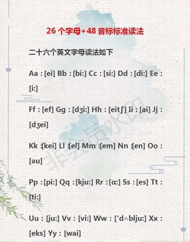 26个英语字母 48个音标 你都发音标准了吗 音标 英语