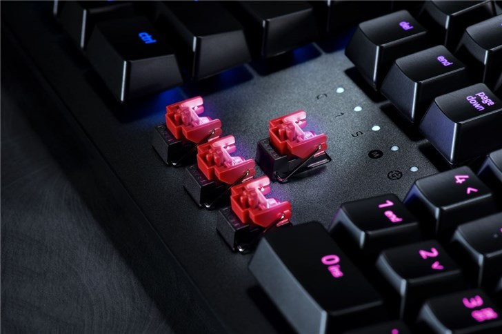 硬件:雷蛇推huntsmanelite机械键盘,线性光学键轴