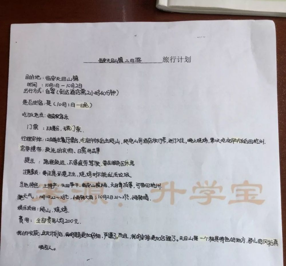 "这一作业涉及到六年级数学教材中的成本盈利问题,学生在制作旅行计划