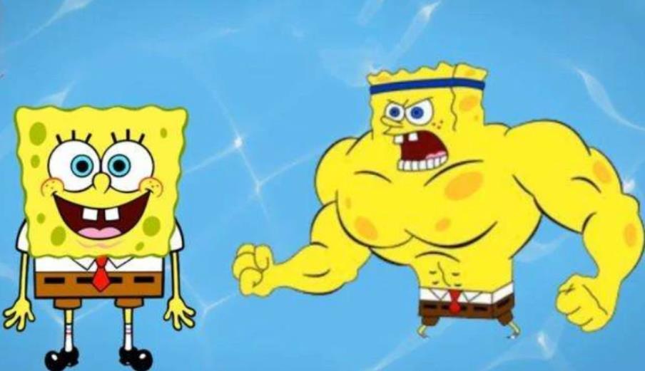 海绵宝宝:三种形态的海绵宝宝,第一个好健美,最后一个太吓人!