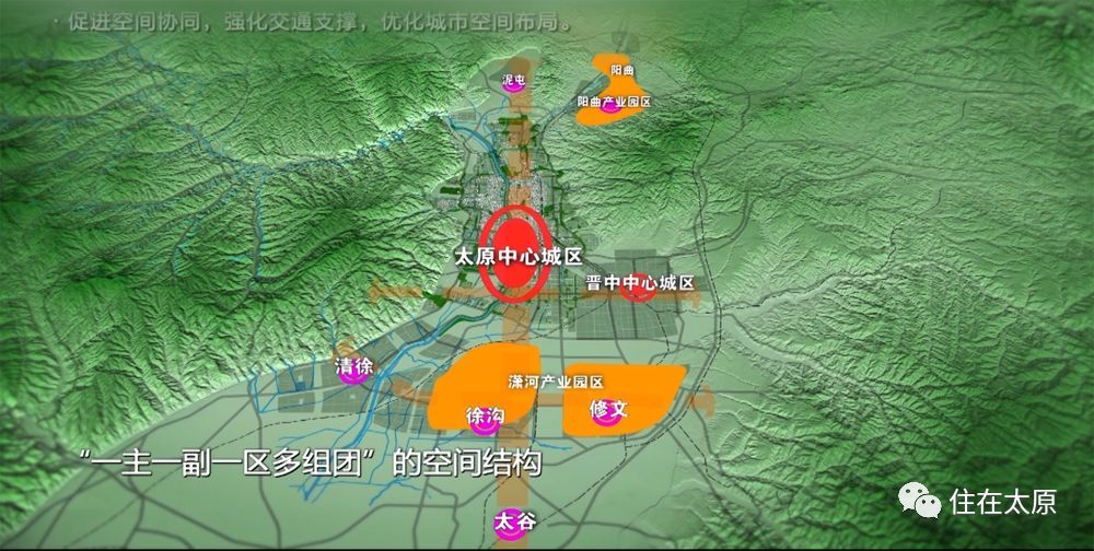 此外,太原都市群将构建"一主一副一区多组团"的空间结构"太原经济圈"