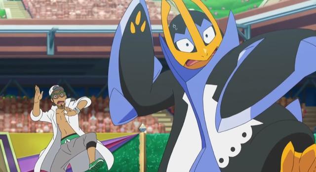 目前只播出到小智对抗博士的初战,博士派出炽焰咆哮虎对抗了小智的