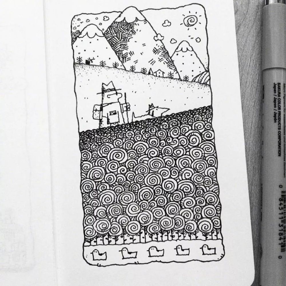 每日分享针管笔小插画