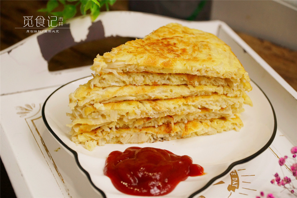 金针菇鸡蛋面粉煎饼图片