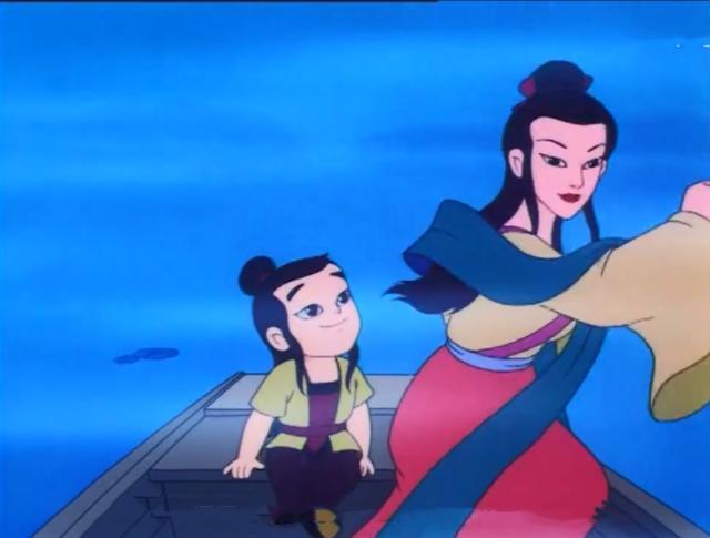 镜头一转七年过去了,三圣母就生下了儿子沉香,借助神器宝莲灯的力量