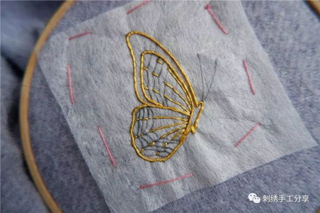 蝴蝶小刺繡第二彈,一種繡線,一種針法就能急速完成的超簡單刺繡