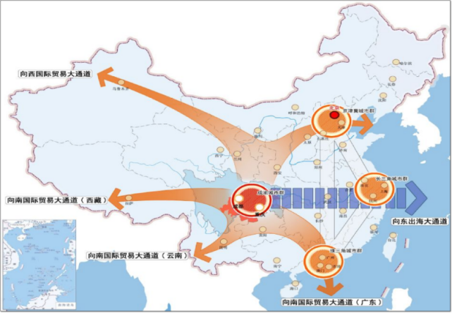 (成渝城市群巨大的輻射效應示意圖)