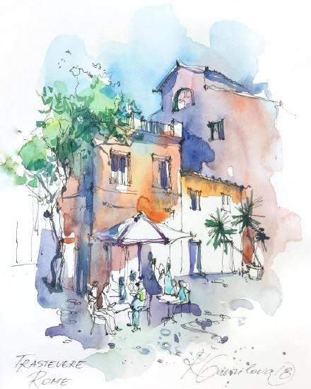 河流山川 花草树木 古风建筑的速写水彩 表现于形 绘画于心 腾讯新闻