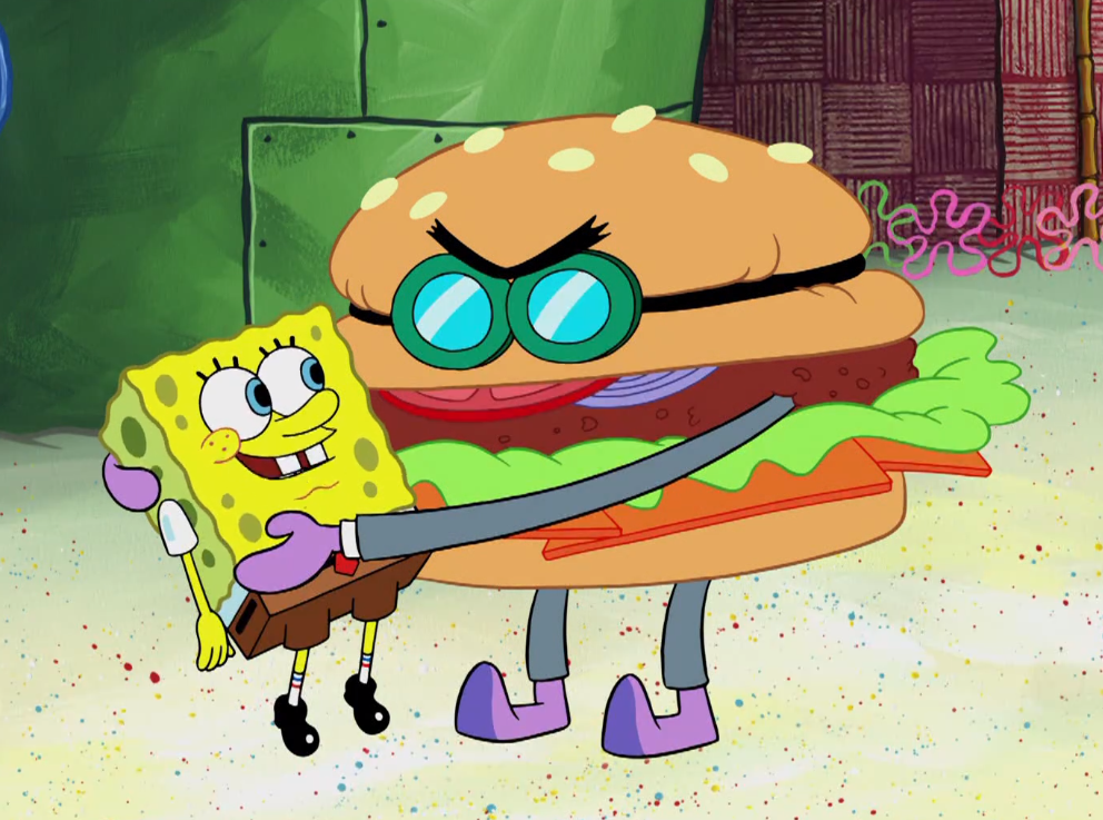 海绵宝宝被迫辞职,从此他做香肠像汉堡,做披萨也像汉堡!