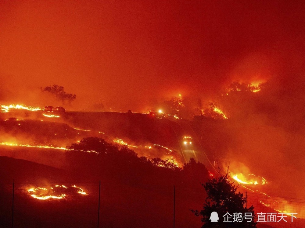 美国加州野火肆虐陷入红色火海如同人间炼狱