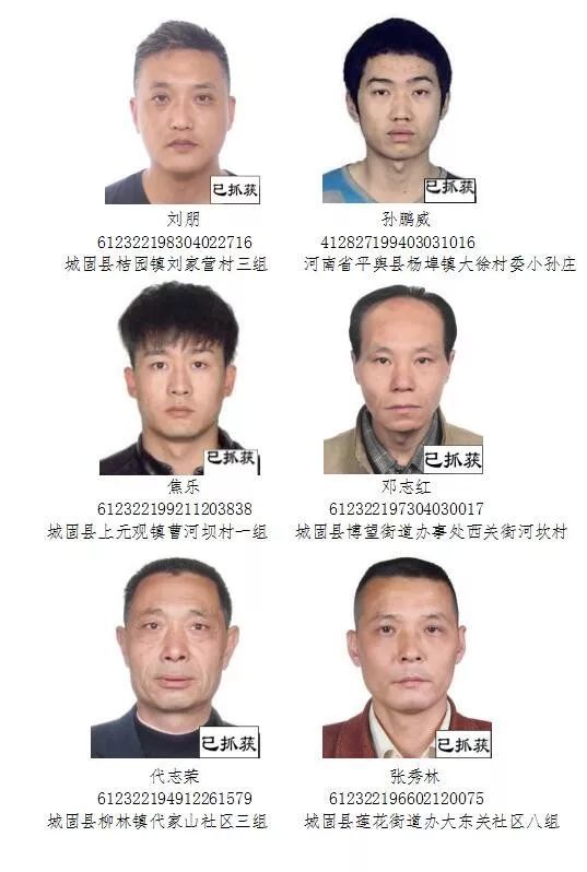 2019年10月29日城固县公安局附:陈凯等犯罪嫌疑人照片及基本信息邮编