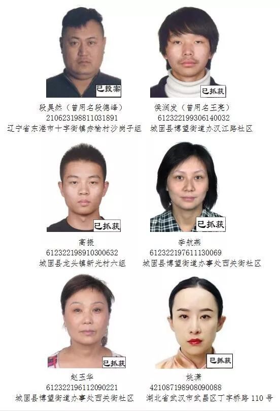 2019年10月29日城固县公安局附:陈凯等犯罪嫌疑人照片及基本信息邮编