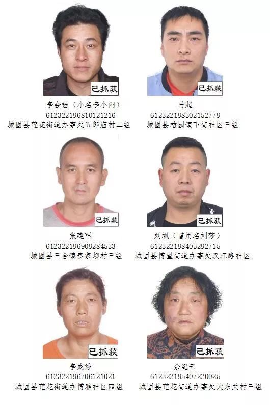 2019年10月29日城固县公安局附:陈凯等犯罪嫌疑人照片及基本信息邮编