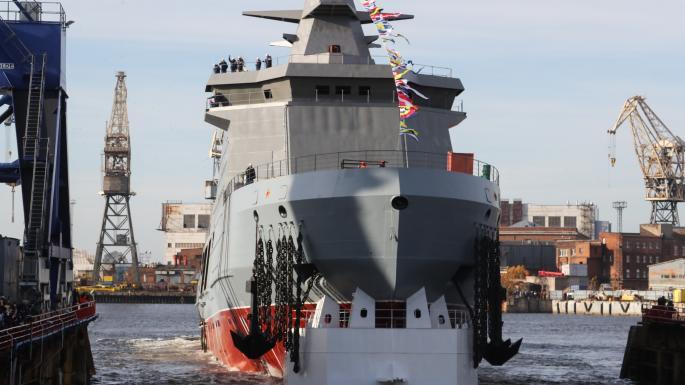 俄罗斯北极王牌武装破冰船亮相装备巡航导弹