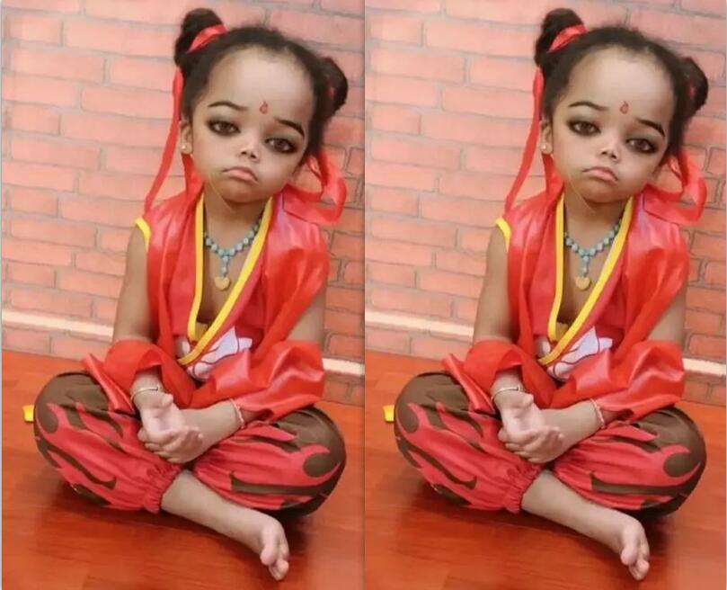 5岁女孩撞脸魔童哪吒看到她撇嘴的样子网友形神具备