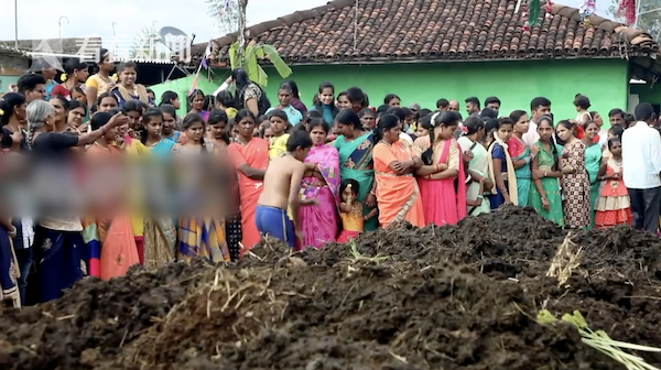 够味!印度村庄迎"泼粪节" 村民:牛粪无害还能治病