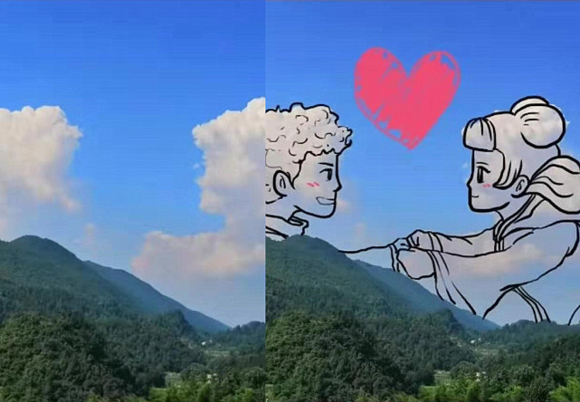 美术生实力"画云"?浪漫的"牛郎织女",网友:传说中的天马行空?