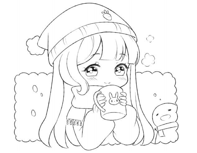 3分钟教你画 , Q版漫画少女线稿;画完暖暖的