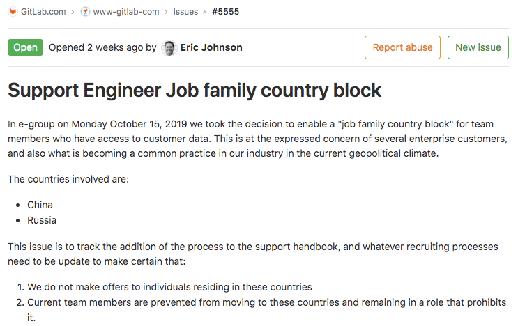 GitLab总监疑似因不满公司禁止雇用中国与俄罗斯人而辞职