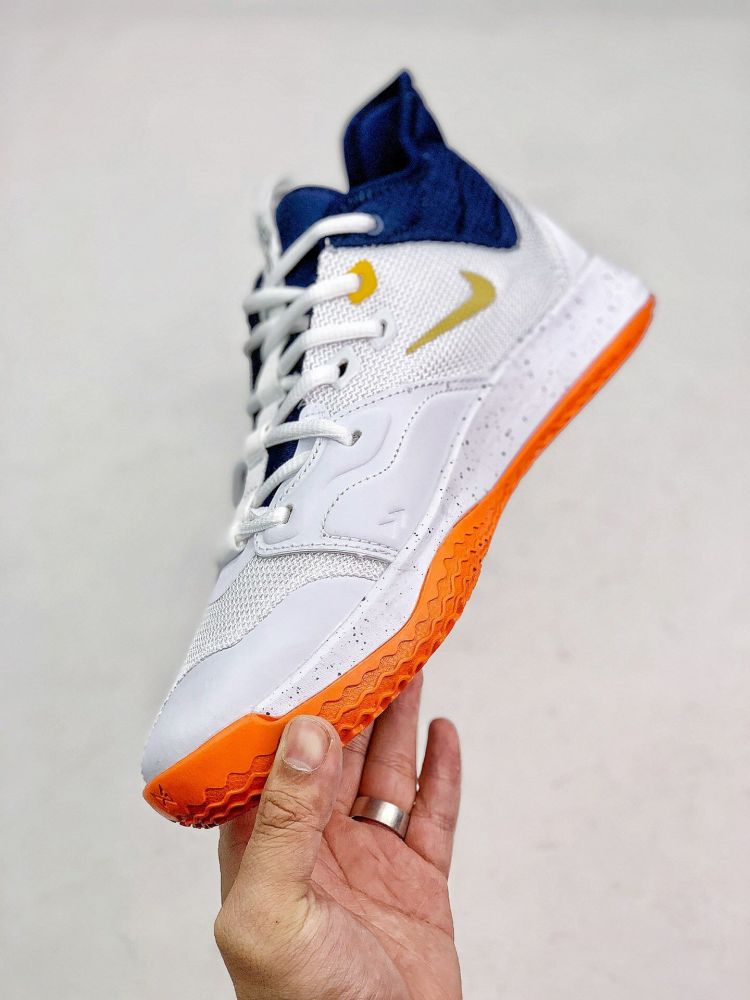 耐克pg3也是靠配色来拯救的系列保罗乔治三代白蓝橙配色细节鉴赏