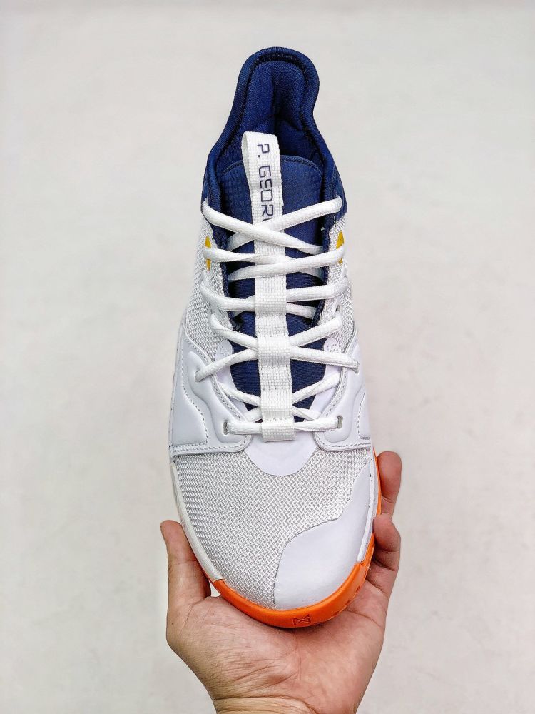 耐克pg3也是靠配色来拯救的系列保罗乔治三代白蓝橙配色细节鉴赏