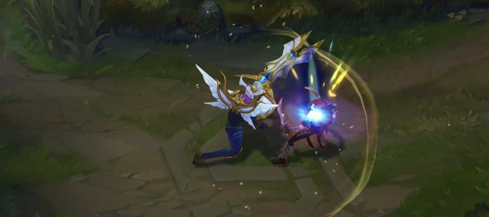 s9赛季奖励皮肤胜利剑魔试玩体验开大后翅膀贼帅一半天使一半恶魔