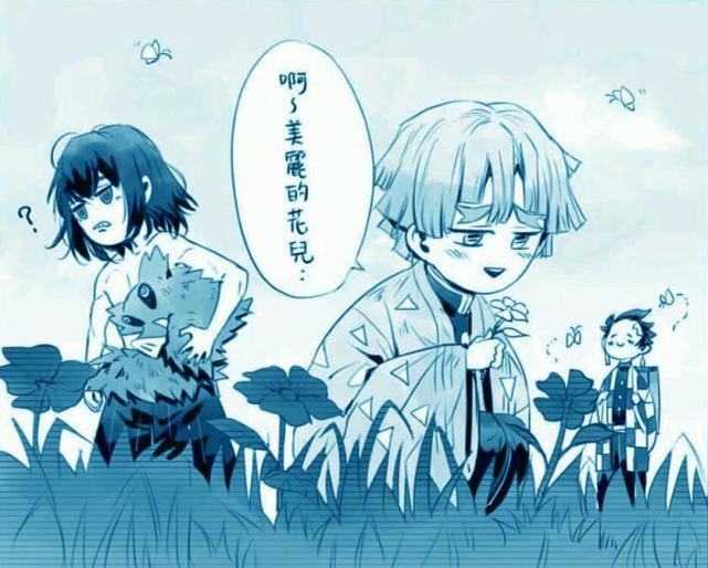 善逸因颜值高而鄙视伊之助直到伊之助取下头套便有了这一幕