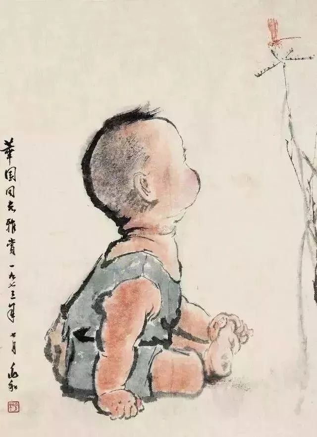 蒋兆和 小孩与鸽子