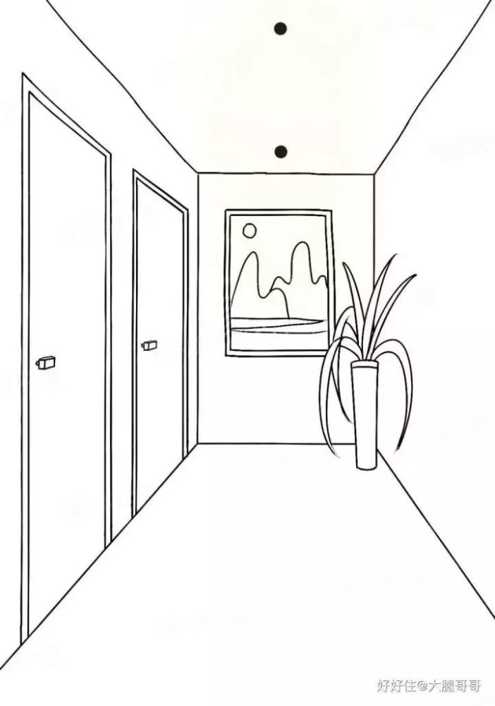 走廊布灯非常简单,一般在走廊的尽头,都会有一些装饰,这个时候就需要