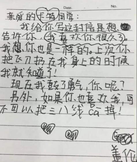 小学生爆笑情书直言将来要生一百个小孩子网友真是语不惊人死不休啊