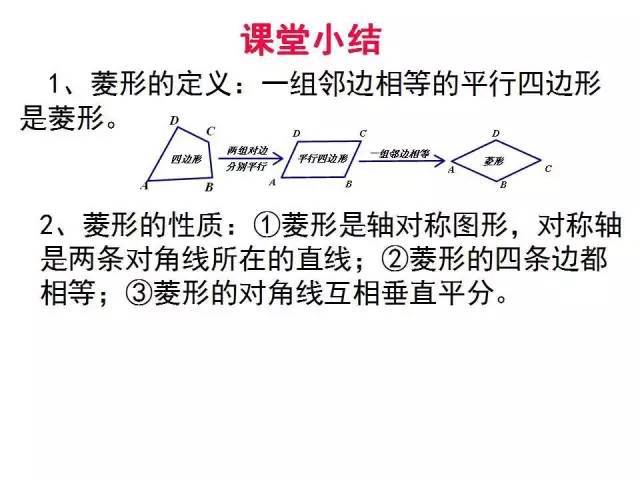 北师大版九上数学1 1 菱形的性质与判定知识点精讲 腾讯新闻