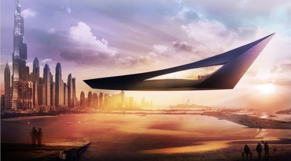 上升的绿洲建筑师设计的城市空中漂浮建筑