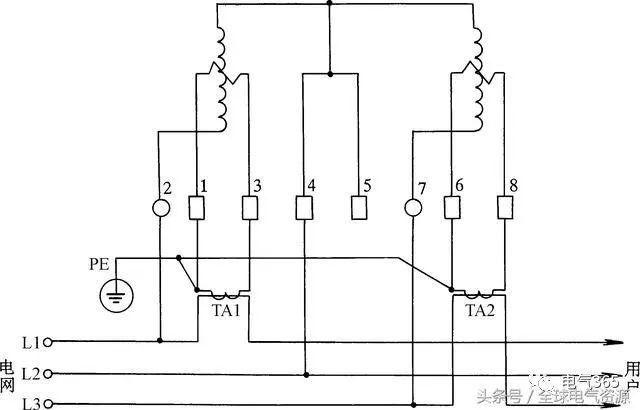 而圖4(b)是ds8型100v,5a萬用互感式三相三線制電度表接線線路.