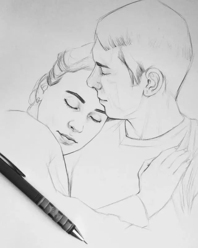 美轮美奂的素描,给人一种温馨,宁静,舒适的悦感