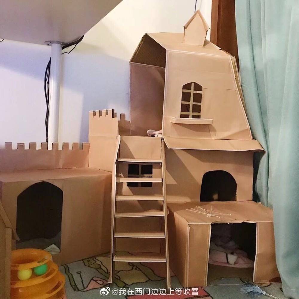 双十一快递盒不要扔 diy快递盒可变身猫爬架