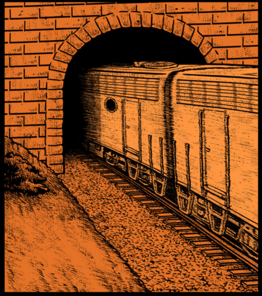 恐怖漫画火车快速穿越山洞没想到出口却是邮箱