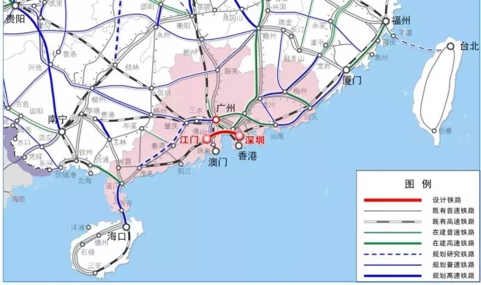 5年 新建深茂鐵路深圳至江門段工程建設標準為高速鐵路,雙線,電力牽引