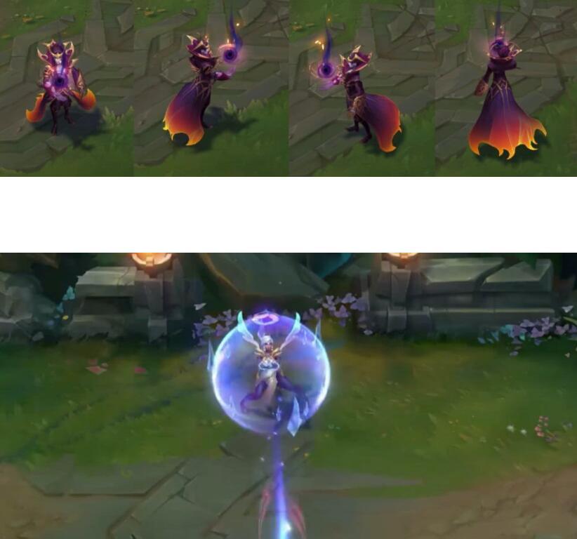 的皮肤是黎明使者和黑暗使者皮肤,这里面的皮肤有奶妈,卡尔玛,豹女