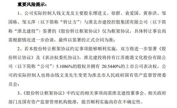 上周,也就是11月22日晚间,a股上市公司鹿港文化的实际控制人钱文龙及