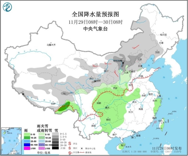 今冬以来我国最大范围降雪将至 今日降雪达鼎盛