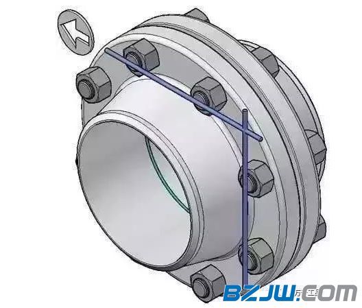 这就意味着:所有法兰螺栓孔跨位居中(all flange bolt holes straddle