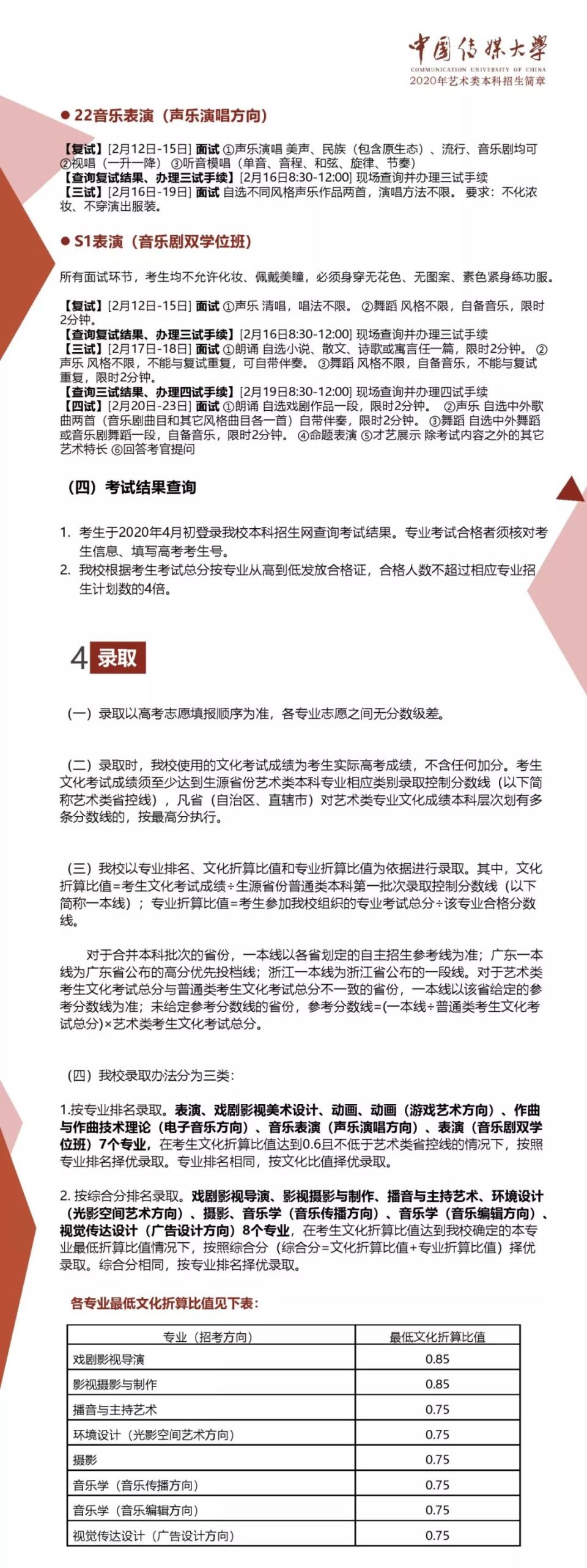 中國傳媒大學(xué)2020年藝術(shù)類本科招生簡章