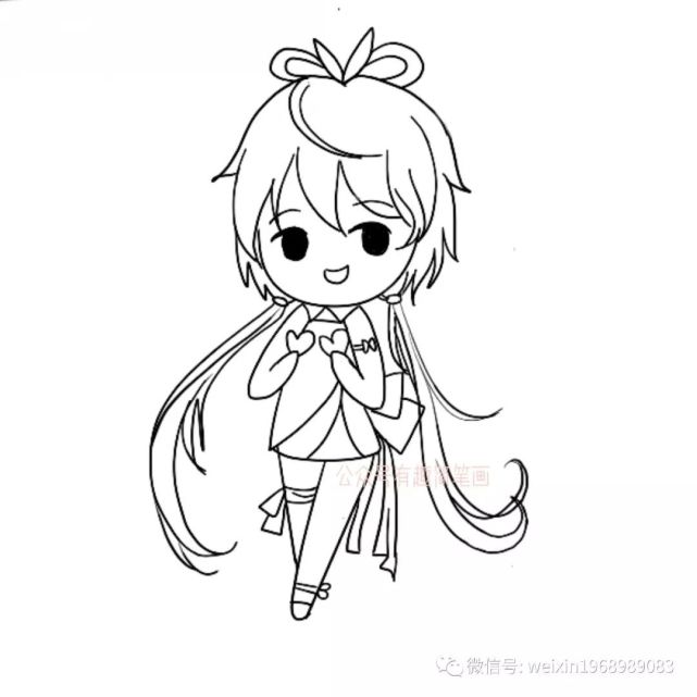 铅笔或自动笔,手机绘图软件绘画材料:今天画个洛天依q版吧!