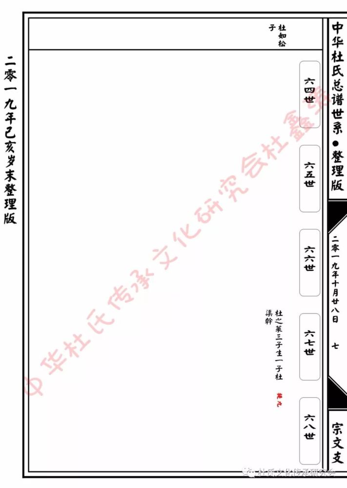 杜甫子宗文後裔總譜世系查對版