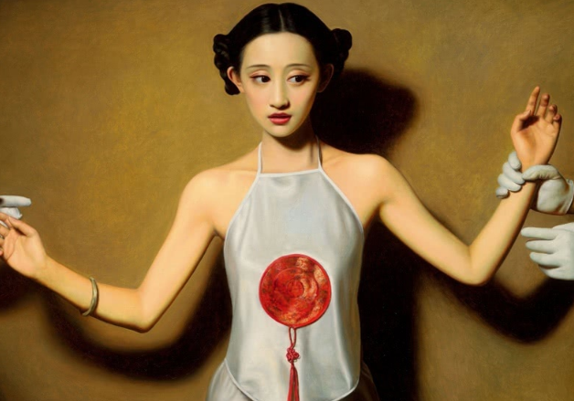 他画个"穿肚兜"的新娘卖138万,有人觉得很美,专家:越看越诡异!